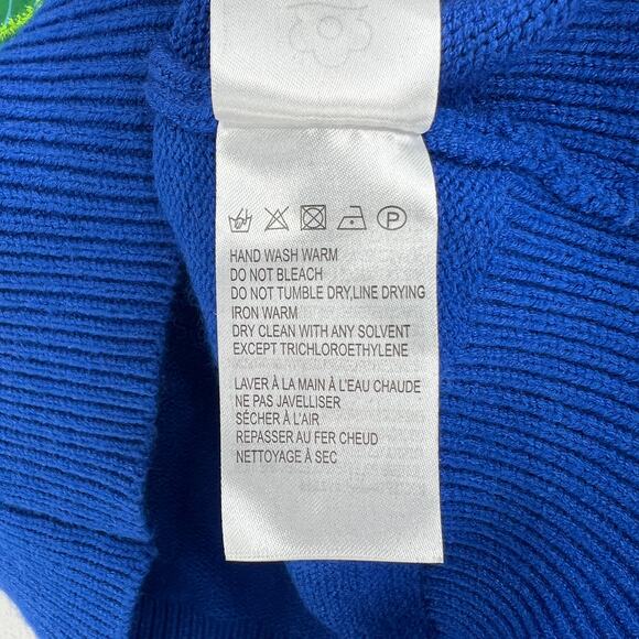 FARM RIO Floral Knit Sweater Women Medium Red White Blue Crew Balloon Colorblock - Picture 13 of 16